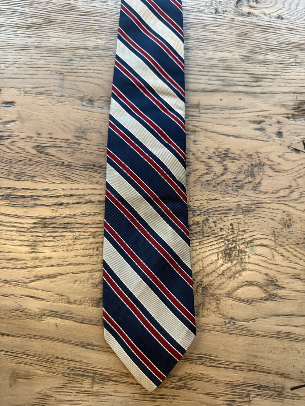 Robert Talbott Navy, Burgundy & Cream Diagonal Stripe Silk Tie